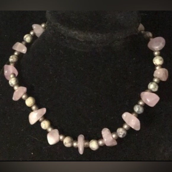 Semiprecious Jasper Stone Amethyst Crystal Brass 8”L Bracelet EVC Barrel Clasp - Picture 7 of 7